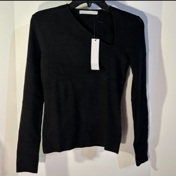 One Grey Day Leon Asymmetric Neck Long Sleeve Knit Top/Sweater Black Size S - Picture 4 of 15